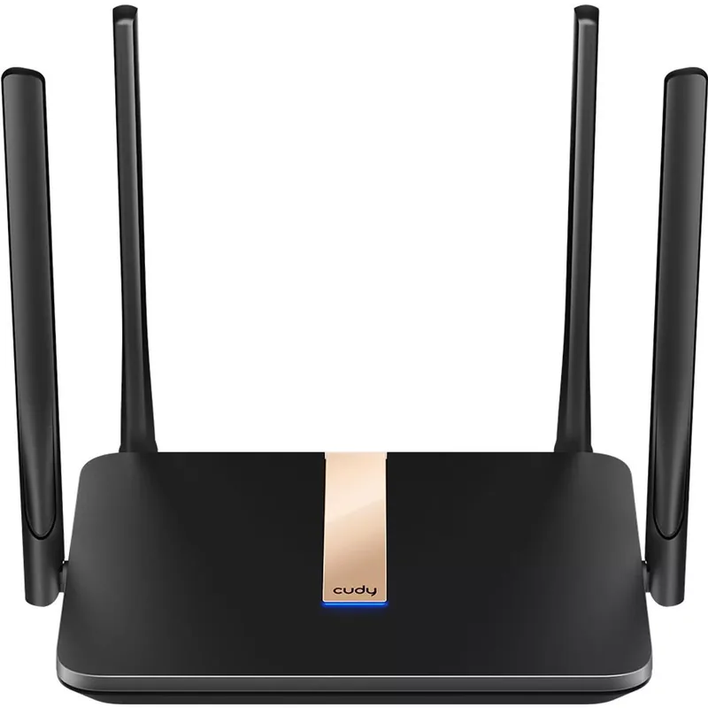 WLAN-Router mit vier aufgestellten Antennen